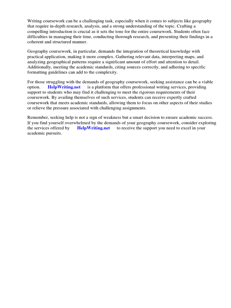 Geography Coursework Introduction Example PDF Geography