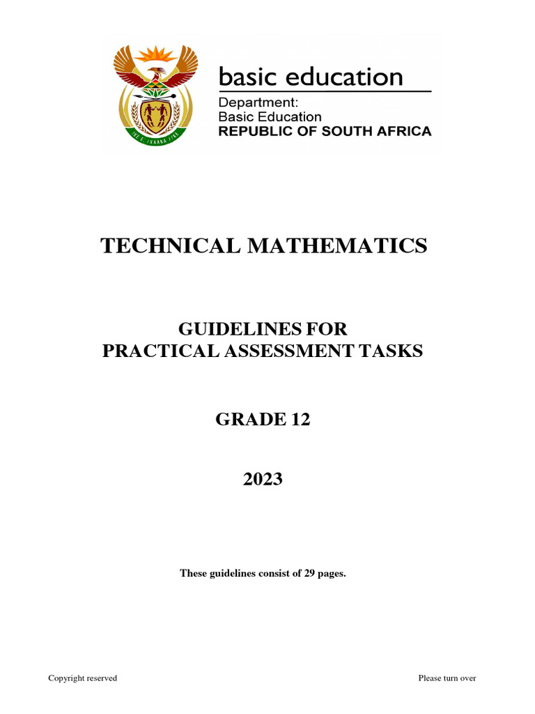 Technical Mathematics PAT GR 12 2023 Eng | PDF | Mathematics | Length