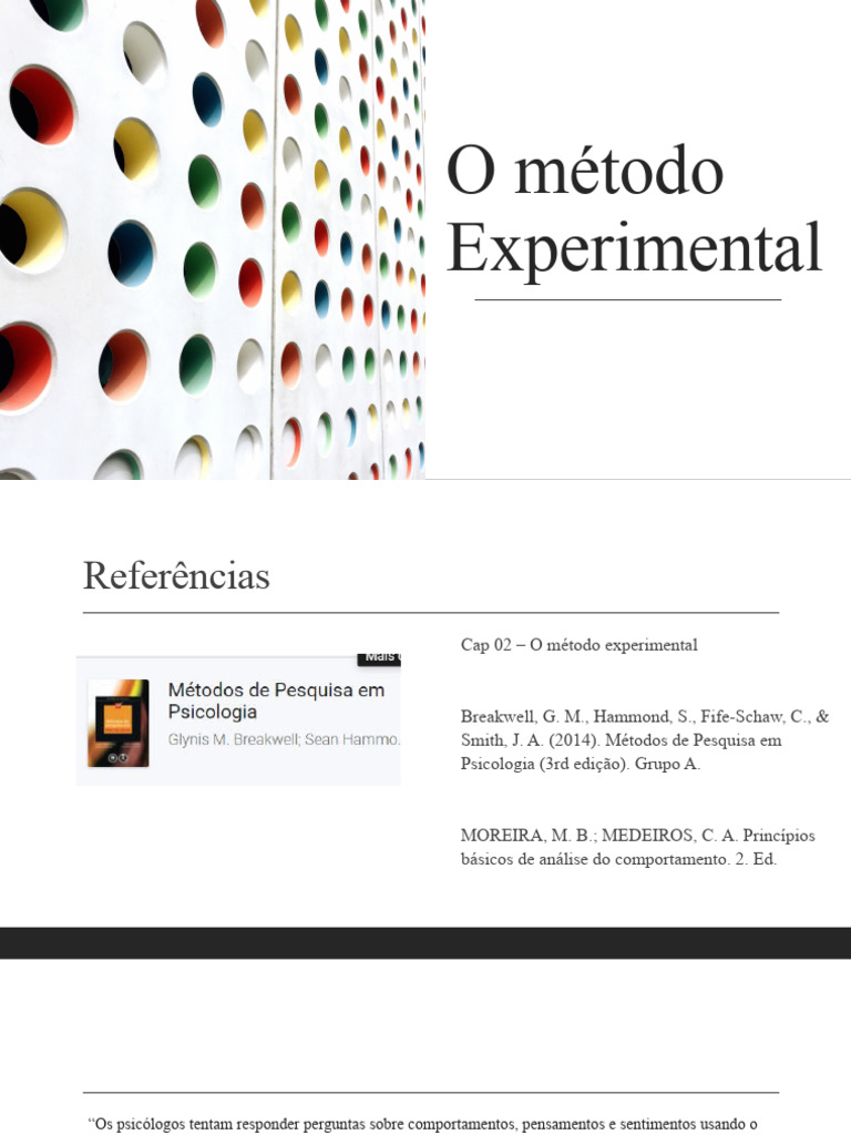 Método Experimental em Psicologia | PDF | Psicologia | Método científico