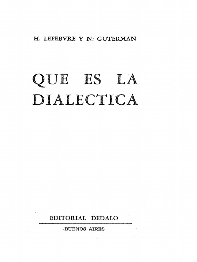 Que Es La Dialéctica Lefebvre Henri Z Library Pdf Georg Wilhelm