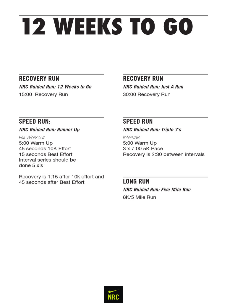 Nike run club half marathon training plan audio guided runs pdf