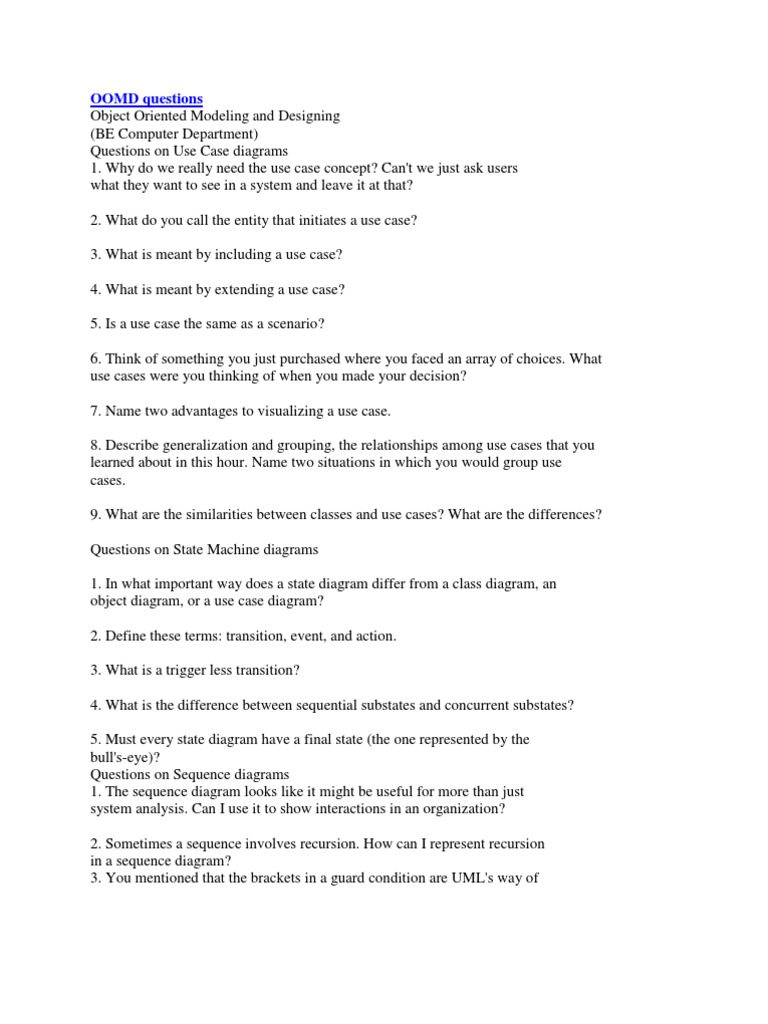 Use Case and UML Diagram Questions | PDF | Use Case | Conceptual Model