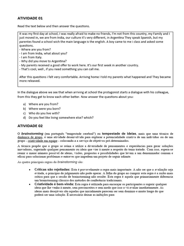 Interpretação de Texto em Inglês - Exercícios | PDF | Debate | Comunicação