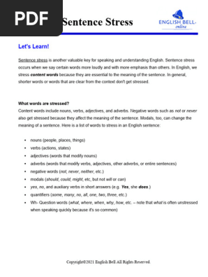 洋書 English Stress: Its Form, Its Growth, an 7 - Sentence Stress | PDF | English Language | Verb