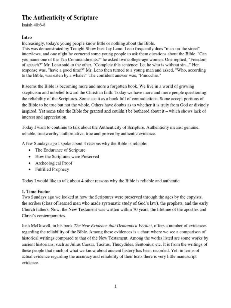 Authenticity of Scripture Explained | PDF | Bible | Old Testament