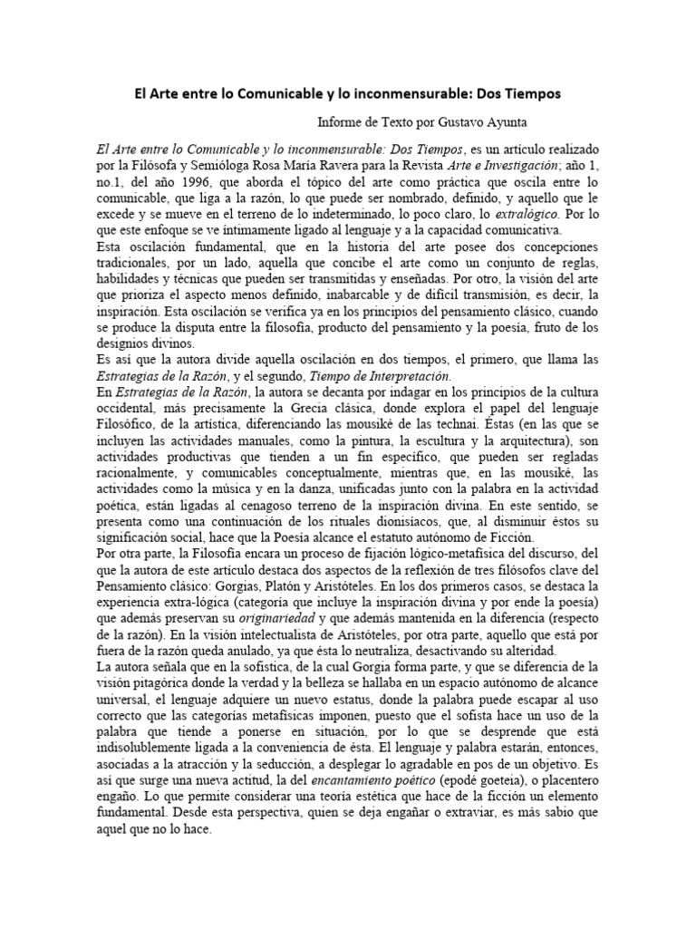Arte: Comunicación e Inconmensurabilidad | PDF | Aristóteles ...