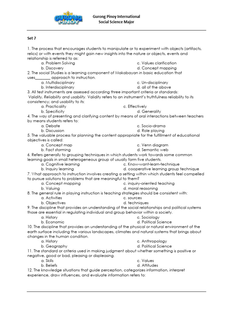 Social Science Major Exam Questions | PDF | Democracy | Political ...