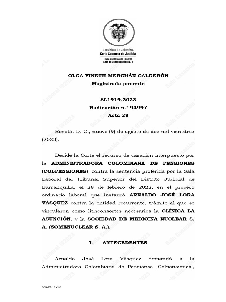 SL1919 2023 | PDF | Pensión | Sentencia (ley)