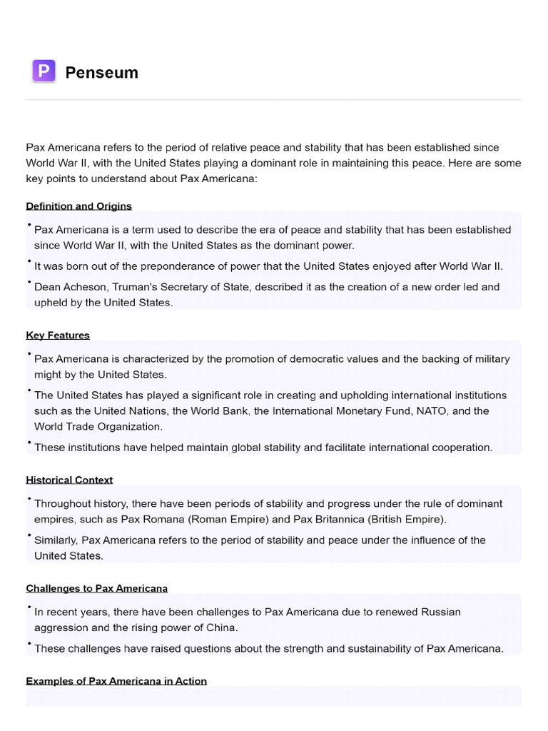 The Era of Pax Americana & | PDF