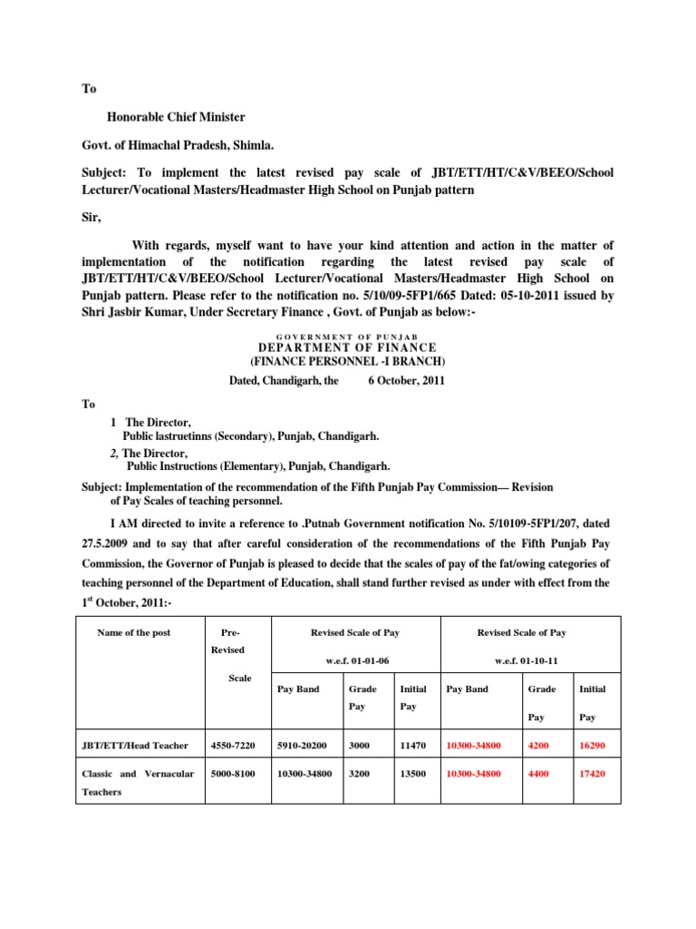 Punjab Implements New Pay Scales in October 2011 - New Notification by  Vijay Kumar Heer | PDF | Social Institutions | Social Science