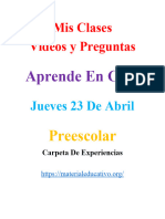 Preescolar Mis Clases Jueves 23 de Abril MEX