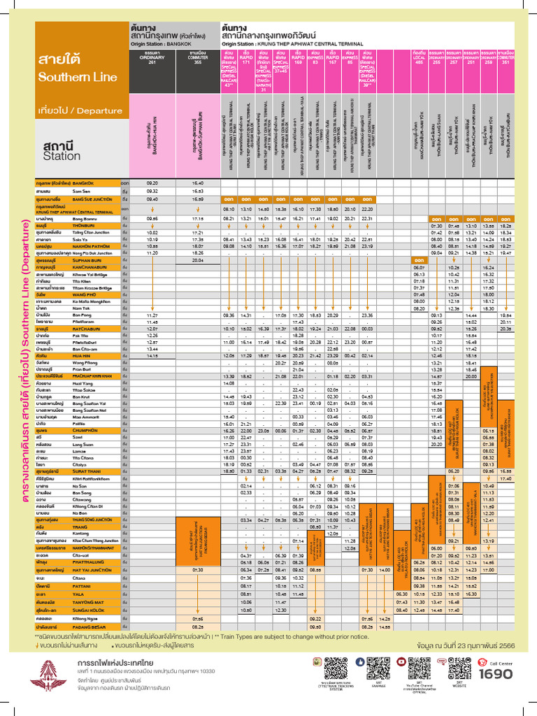 SRT Timetable 2023 04 05 SouthernLines | PDF