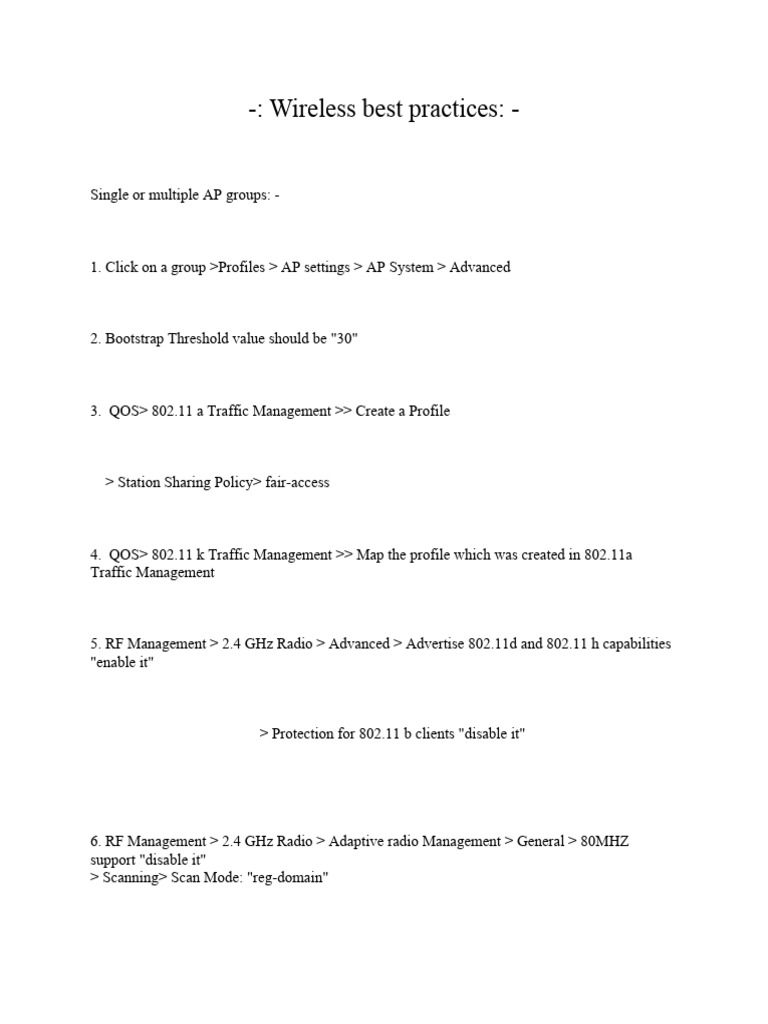 Image showcasing Wireless Best Practices | PDF