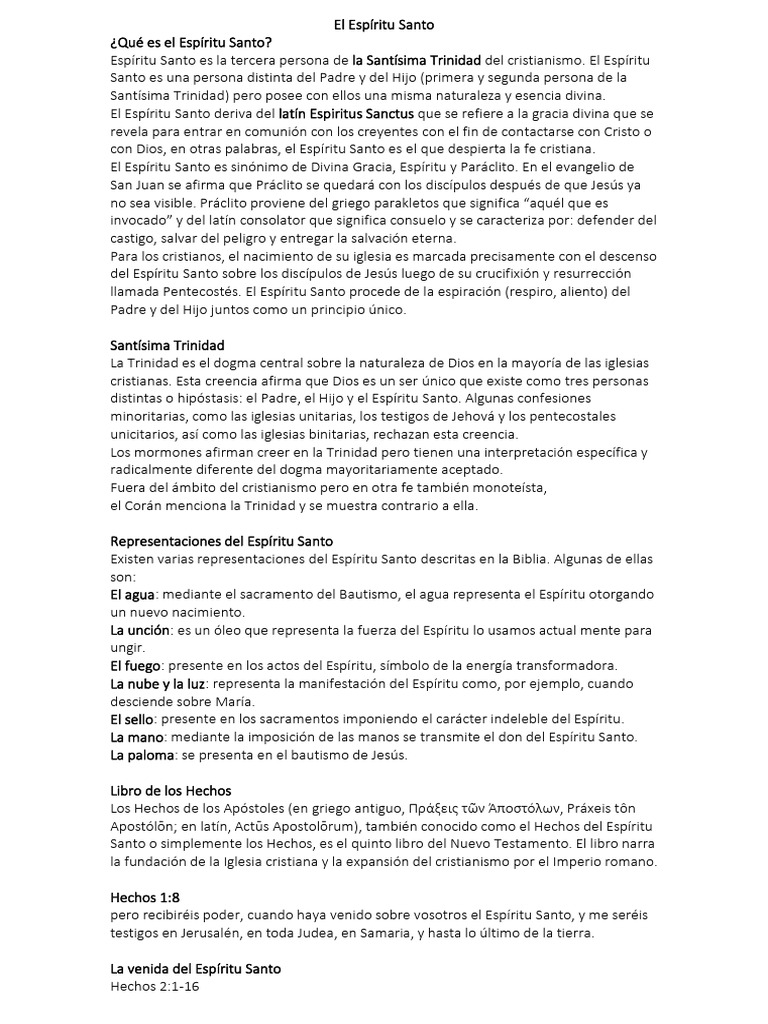 Comprendiendo el Espíritu Santo en el Cristianismo | PDF | Trinidad ...