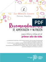Recomendaciones de Alimentación y Nutrición para Niños y Niñas en El Primer Año de Vida