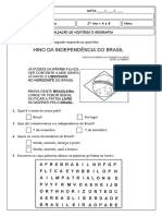 PROVA DE HISTÓRIA E GEIGRAFIA 2 Ano