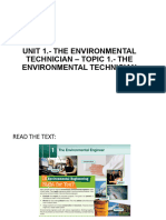 Unit 1. - The Environmental Technician - Topic 1. - The Environmental Tecnician