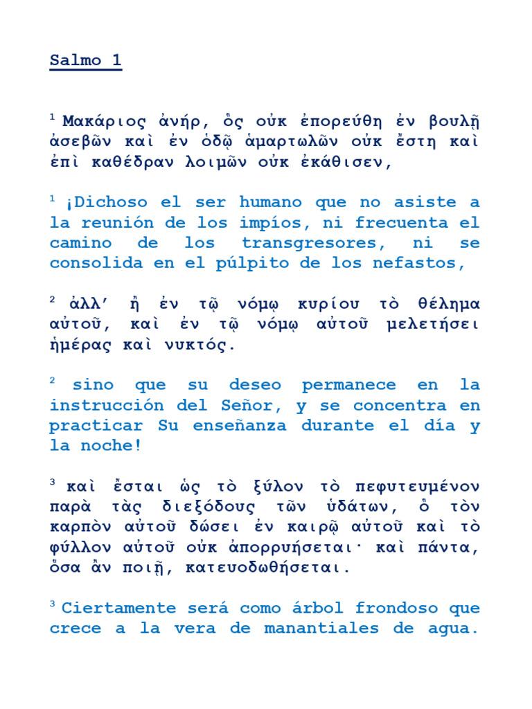 Salmo 1 | PDF | Adoración Cristiana Y Liturgia | Salmos