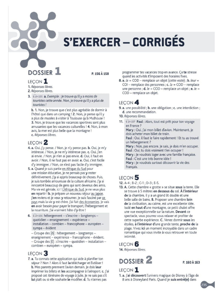 Cosmopolite 2 - S'Exercer - Corrigés | PDF