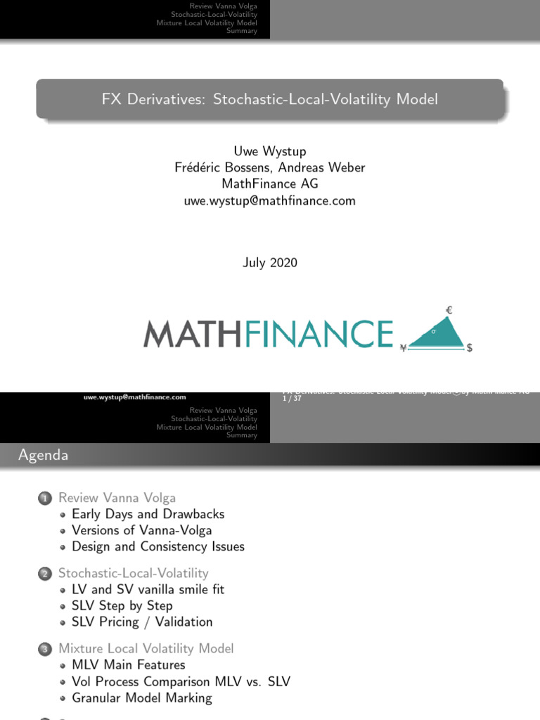 Fx Derivatives Volatility Models Pdf Private Sector Financial