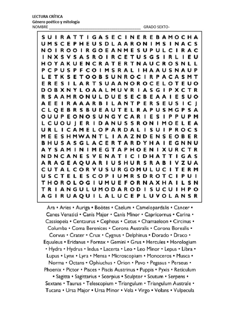 Sopa de Letras Sexto. | PDF