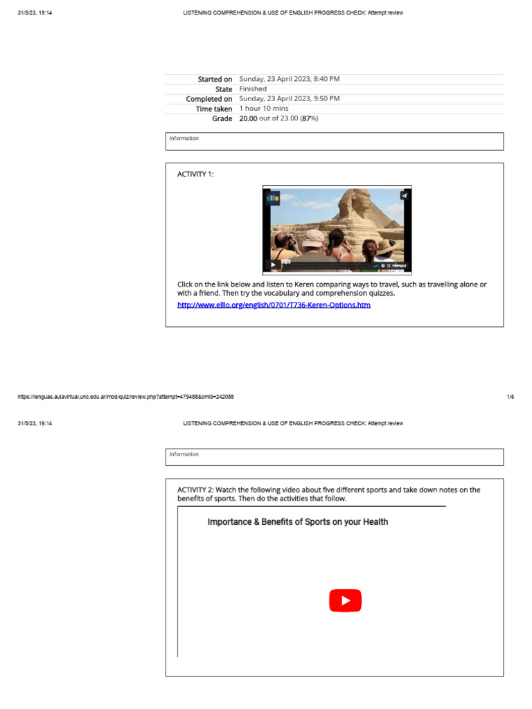 Listening Comprehension Progress Review | PDF | Linguistics | Human ...