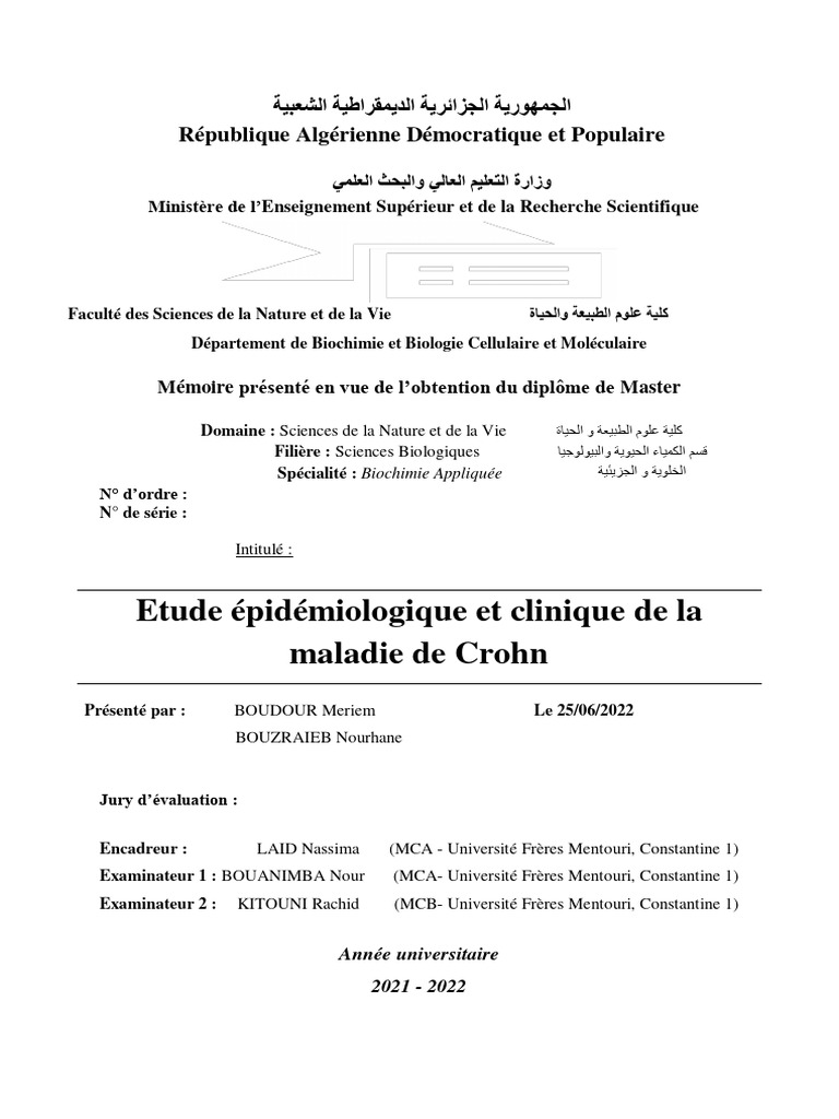 Étude Épidémiologique Maladie de Crohn PDF Gros intestin Maladie — free download