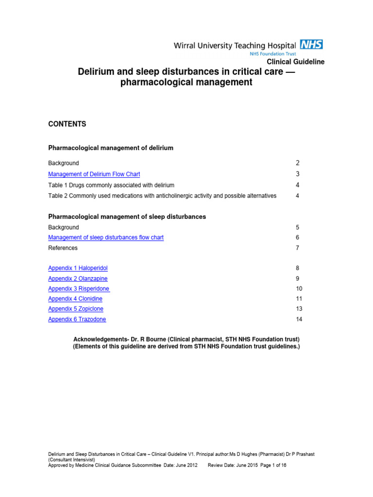 Delirium and Sleep Disturbances FINAL | PDF | Antipsychotic | Olanzapine