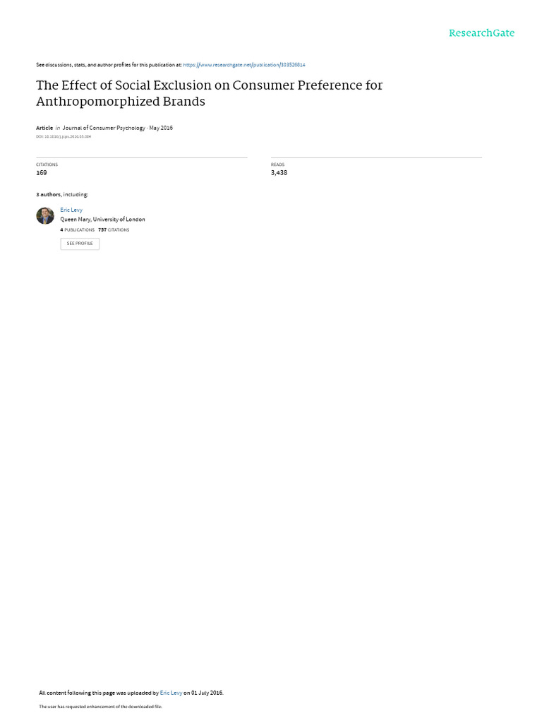Social Exclusion Boosts Brand Affinity | PDF | Brand | Consumer Behaviour