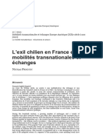 L'exil Chilien en France Entre Mobilités Transnationales Et Échanges