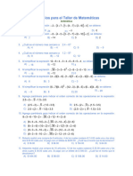 Ejercicios de Aritmética para El Taller de Matemáticas