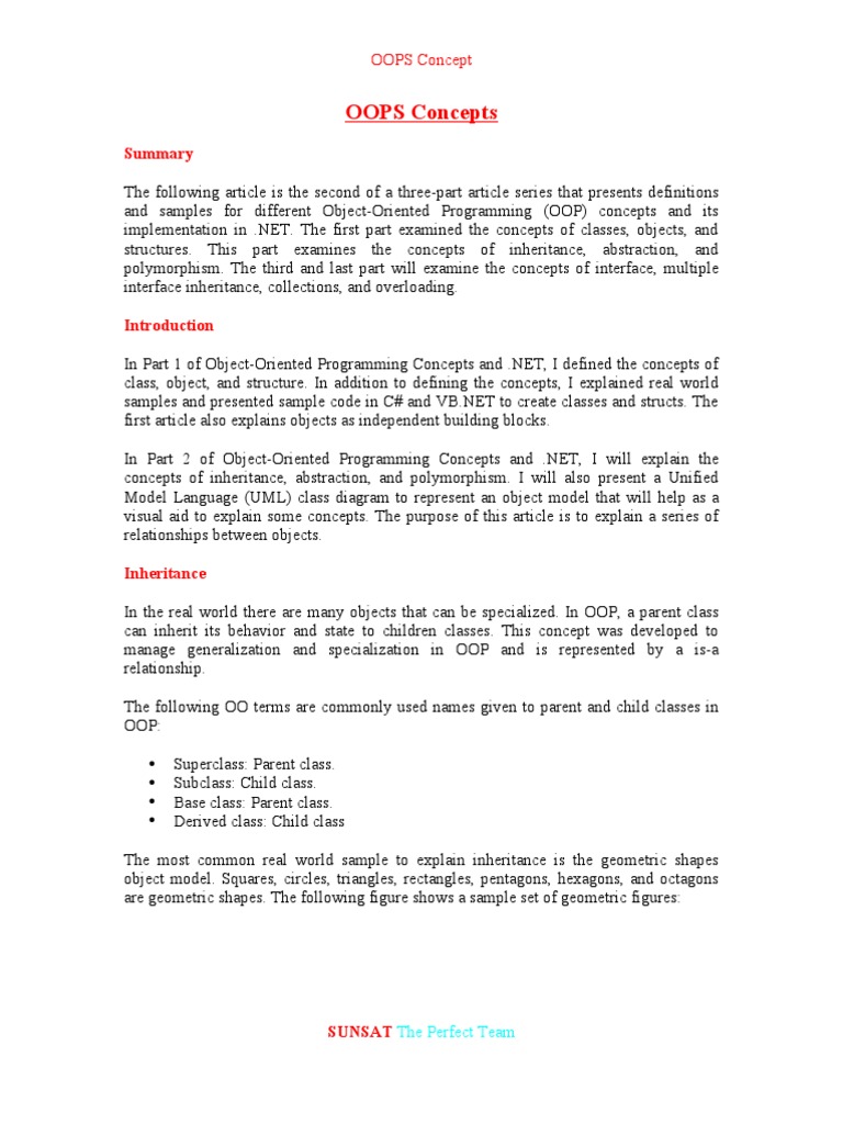 OOPS Concepts | PDF | Inheritance (Object Oriented Programming) | Class ...