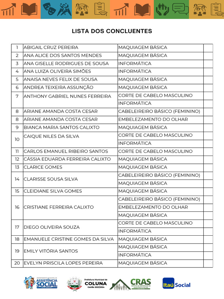 Lista de Concluintes 2021-2024 Coluna | PDF