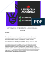 (43)98816 5388 Assessoria Atividade 1 - Introdução à Engenharia - 51 2024