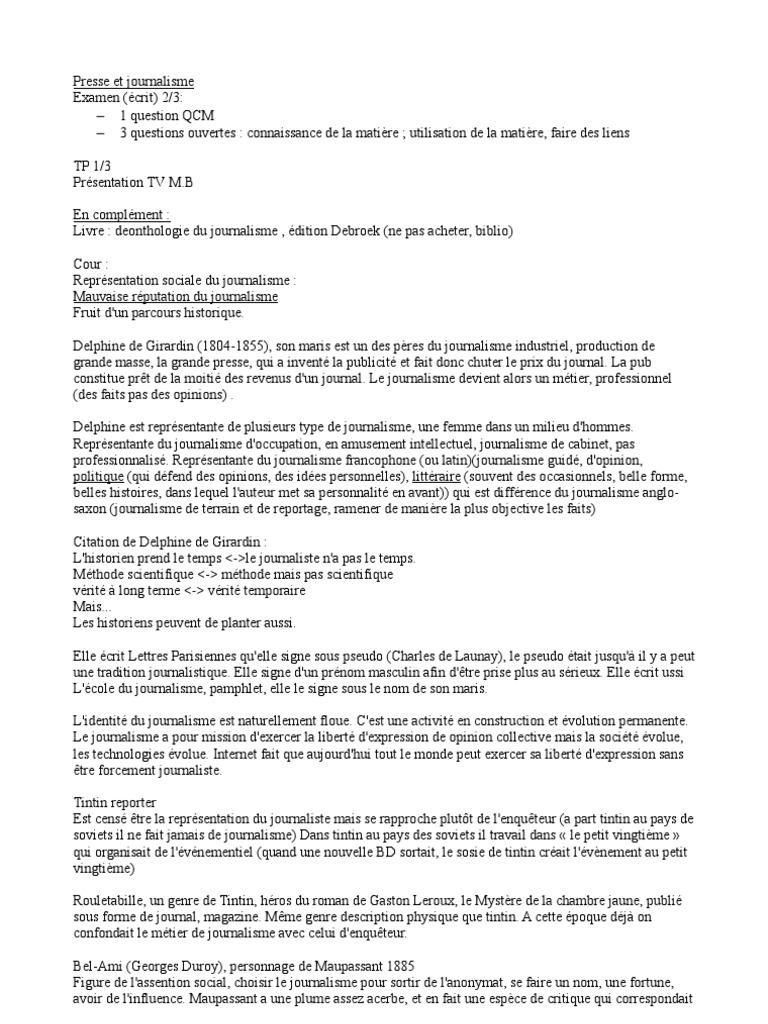 Presse Cours 1 Journalisme Science