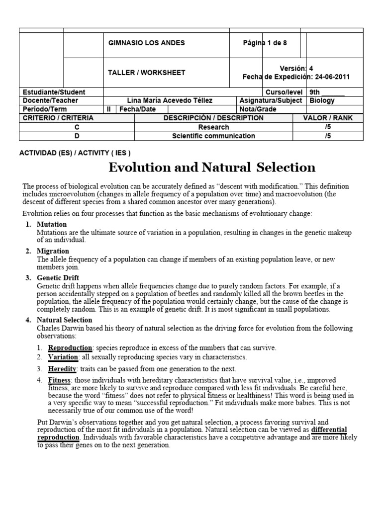 How to Complete the Natural Selection Lab | PDF | Evolution | Natural ...