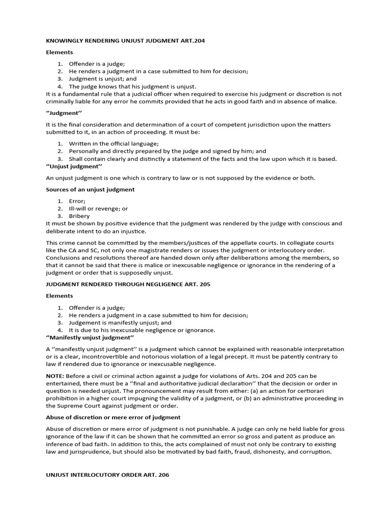 Knowingly Rendering Unjust Judgment | PDF | Judgment (Law) | Crimes