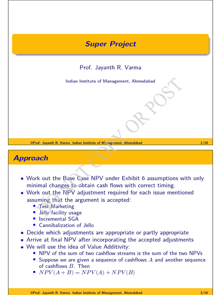 NPV Analysis and Adjustments for Super Project | PDF | Net Present ...