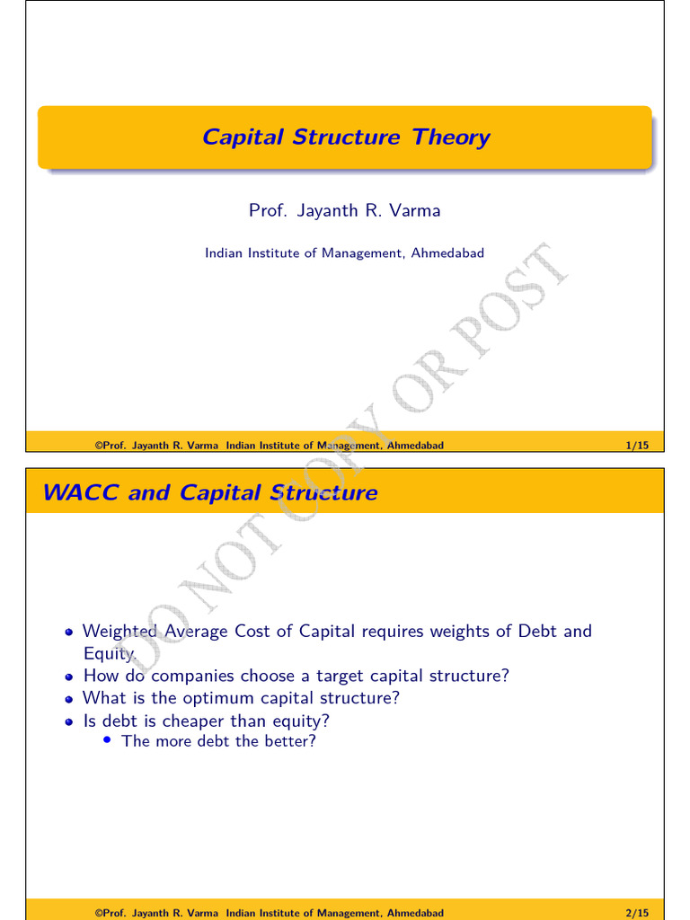 Capital Structure Slides Pdf Capital Structure Cost Of Capital