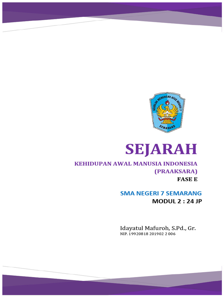 Modul Ajar Sejarah Kehidupan Awal Manusia Indonesua Praaksara