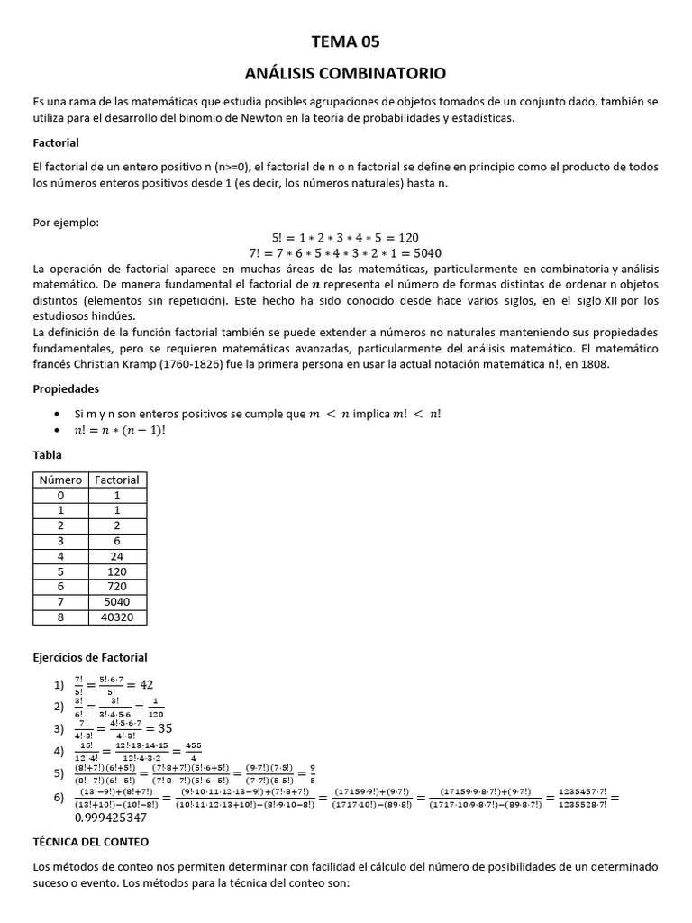 Unidad 05 - ANÁLISIS COMBINATORIO ING. COM.-2 | PDF | Objetos ...