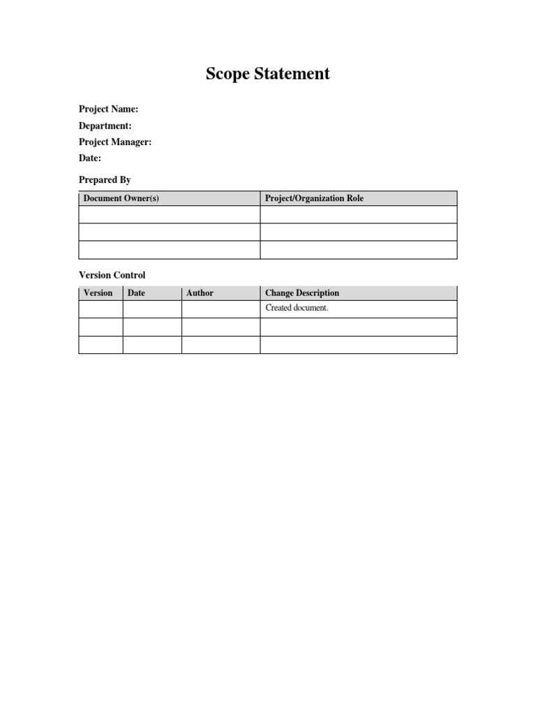 Project Scope Statement Overview | PDF