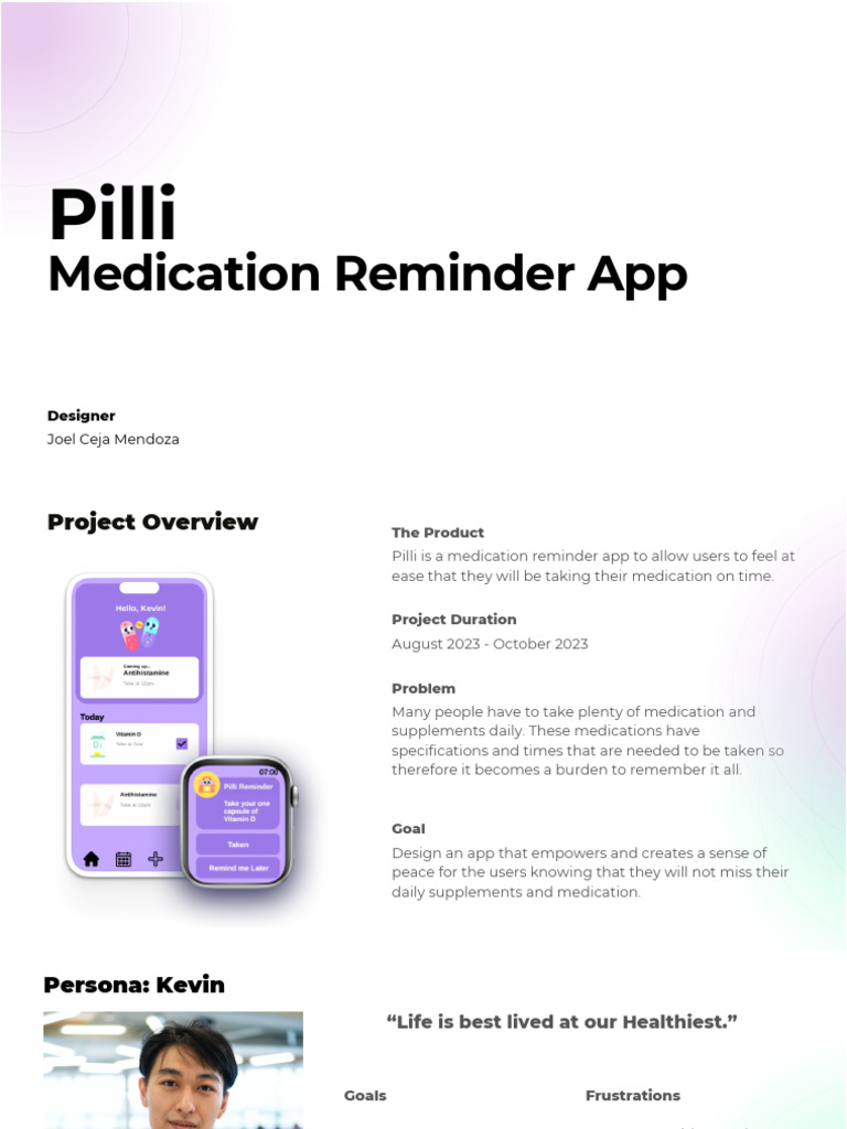 Pilli: Medication Reminder App Design | PDF | Usability | Design