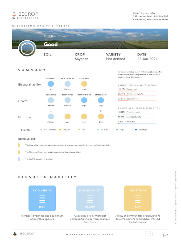 BeCrop Example Report | PDF | Nutrients | Manganese