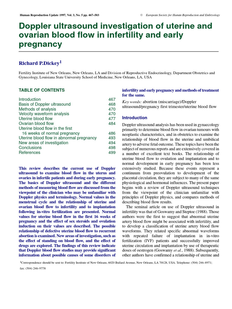 Doppler Ultrasound Investigation of Uterine and | PDF | Hertz | Doppler ...