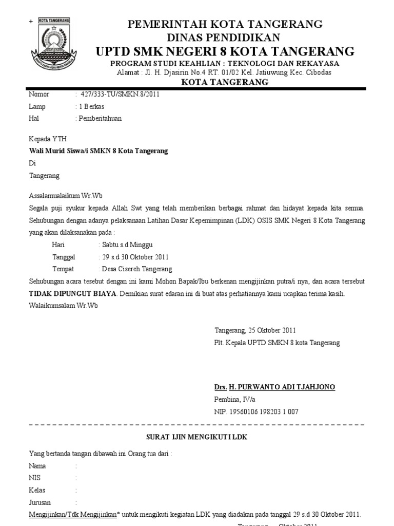 Surat Ijin Ortu LDK