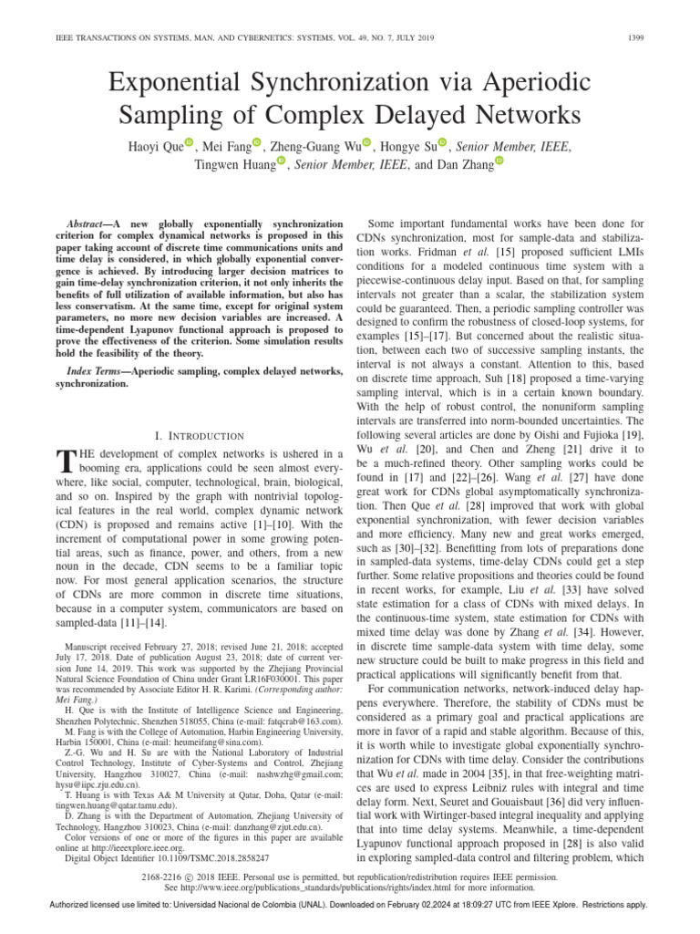 Exponential Synchronization Via Aperiodic Sampling of Complex Delayed ...