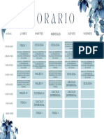 Horario Horario de Clase, Trabajo o Actividades Delicado Flores Azul