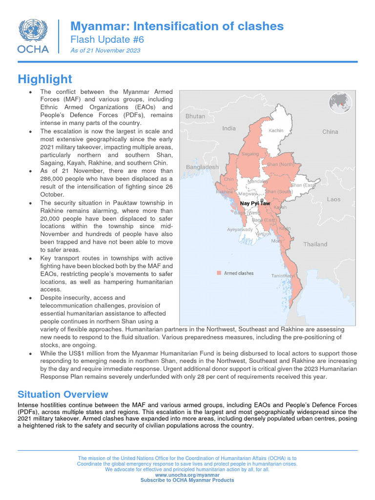 Myanmar - Intensification of Clashes Flash Update #6 (As of 21 November ...
