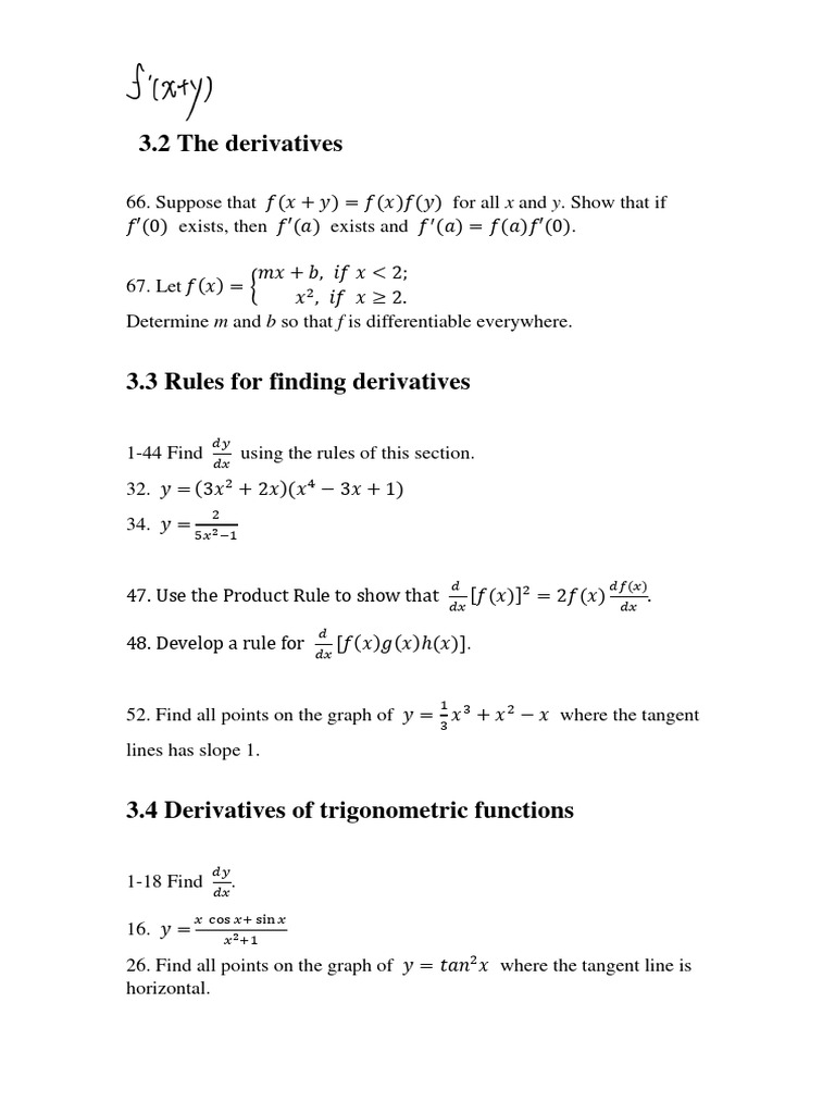 Derivative Rules and Applications | PDF